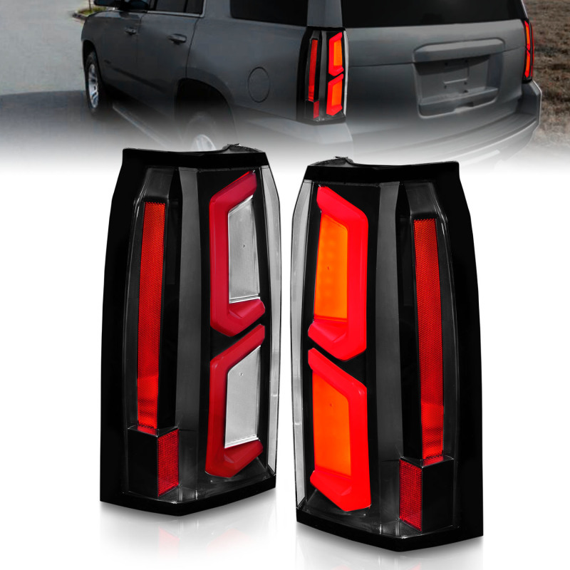ANZO 2015-2020 Chevrolet Tahoe LED Tail Lights w/ Light Bar Black Housing Clear Lens - 311374