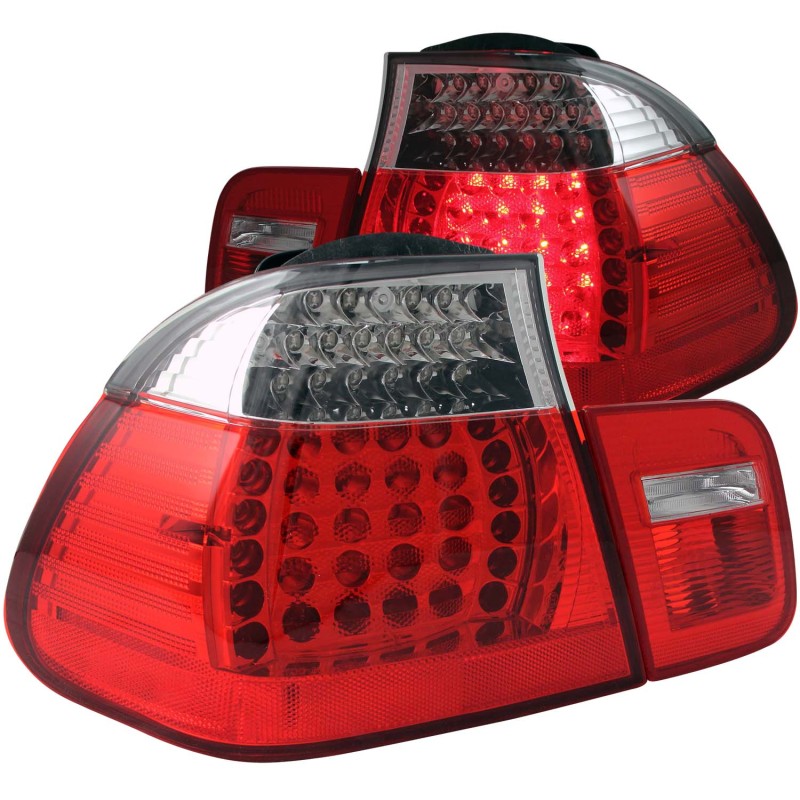 ANZO 2002-2005 BMW 3 Series E46 LED Taillights Red/Clear - 321096