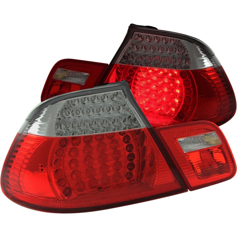 ANZO 2000-2003 BMW 3 Series E46 LED Taillights Red Clear 4pc - 321185