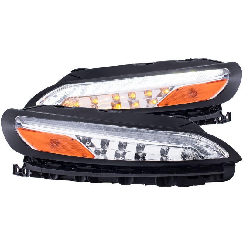 ANZO 2014-2016 Jeep Cherokee LED Parking Lights Chrome w/ Amber Reflector - 511081