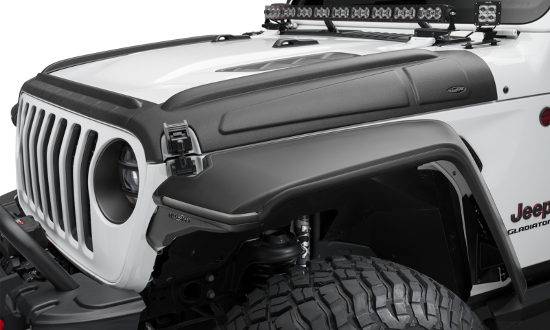 Bushwacker 07-18 Jeep Wrangler JK/JKU Trail Armor Hood Armor (3pc Set) - Tex. Black - 14129