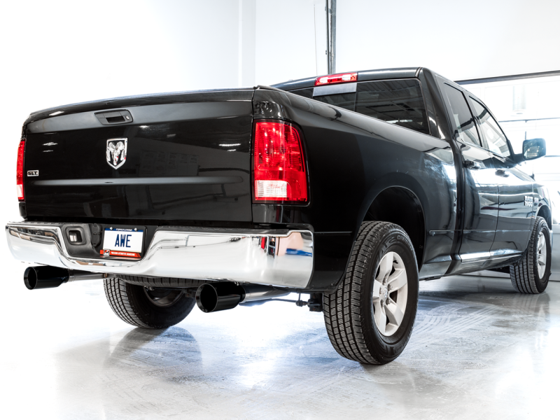 AWE Tuning 09-18 RAM 1500 5.7L (w/o Cutout) 0FG Single Side Exit Cat-Back Exhaust - Diamond Blk Tips - 3015-33309