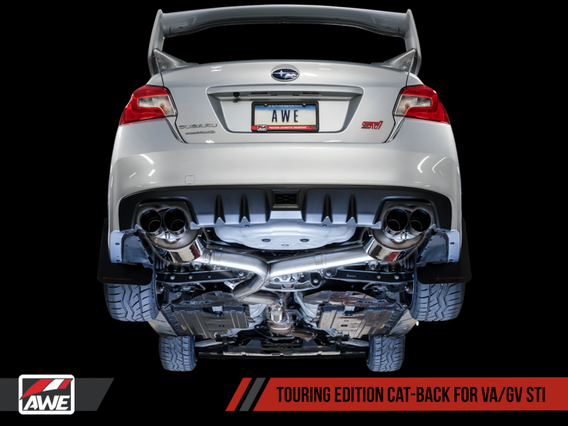 AWE Tuning Subaru WRX/STI Sedan 2011-2014 / STI 2015+ Sedan Touring Edition Exhaust - Chrome Silver Tip (102mm) - 3015-42104