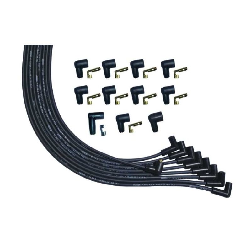 Moroso Universal V8 90 Deg Plug Unsleeved 90 Non-HEI Ultra Spark Plug Wire Set - Black - 51007