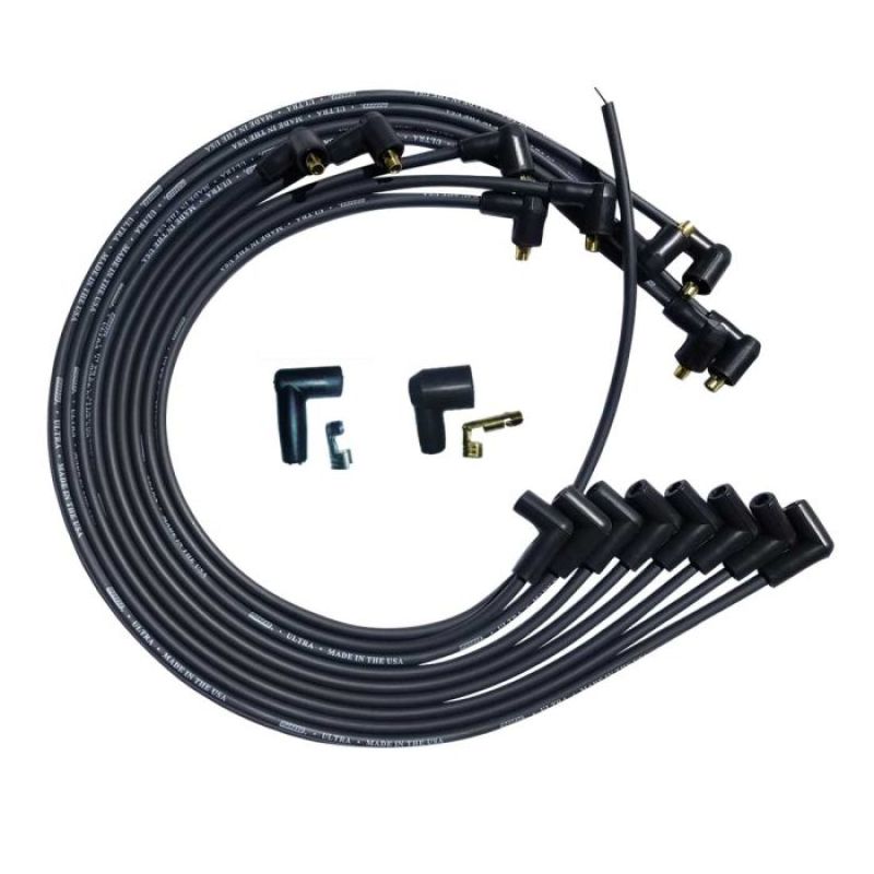 Moroso SBC Under Header 90 Deg Plug 90 Deg Non-HEI Unsleeved Ultra Spark Plug Wire Set - Black - 51029