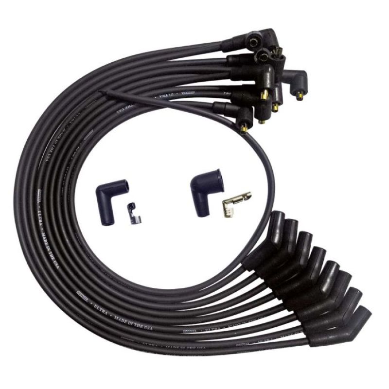 Moroso SB Ford 351W Unsleeved 135 Deg Plug End Non-HEI Ultra Spark Plug Wire Set - Black - 51073