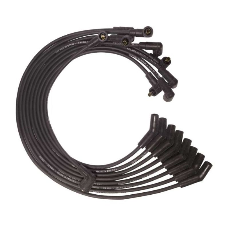 Moroso BB Ford 351C/390/429/460 135 Deg Boots Non-HEI Unsleeved Ultra Spark Plug Wire Set - Black - 51075