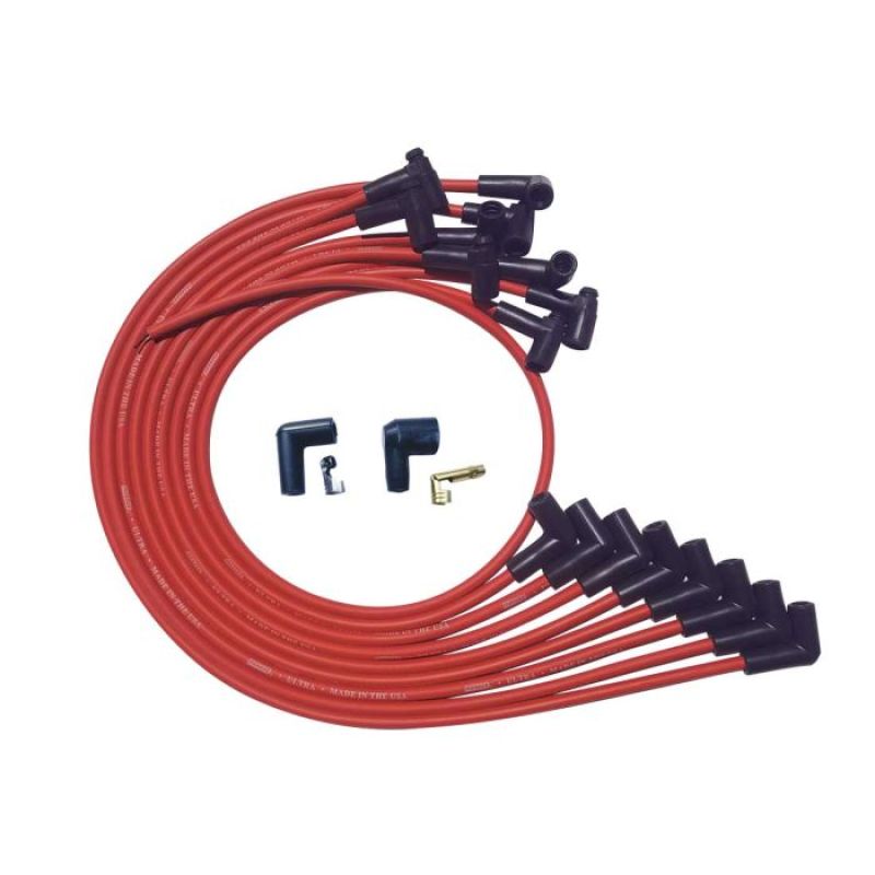 Moroso SBC Over Valve Cover 90 Plug HEI Ultra Spark Plug Wire Set - Red - 52025