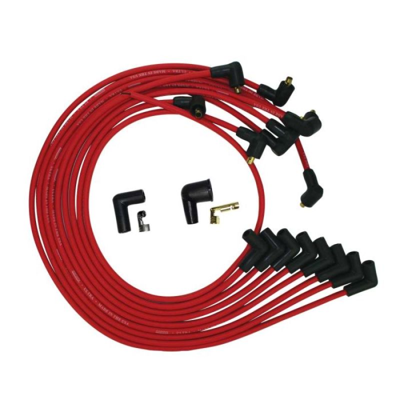 Moroso BBC Under Header 90 Deg Plug Non-HEI Ultra Spark Plug Wire Set - Red - 52044