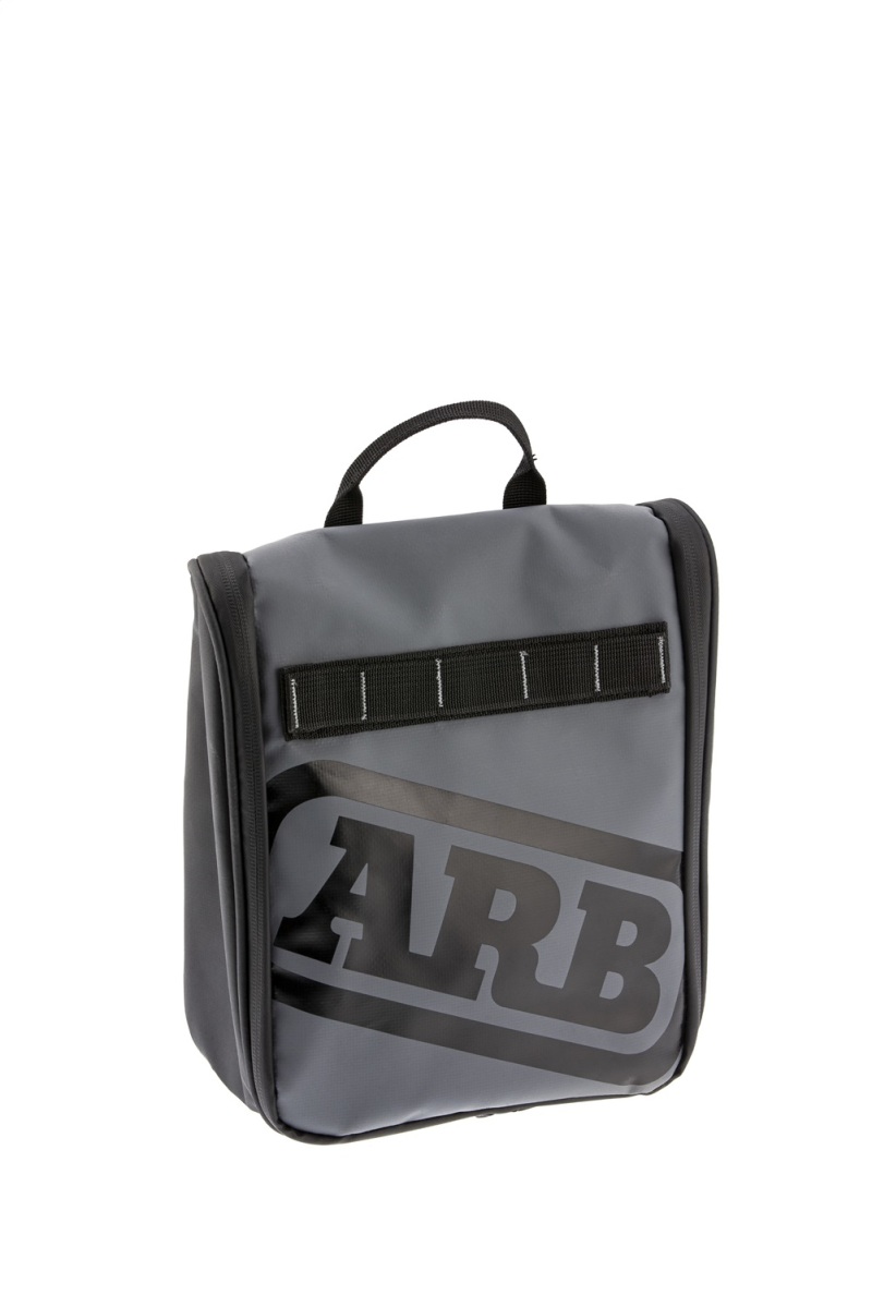 ARB Toiletries Bag Charcoal Finish w/ Red Highlights PVC Outer Shell Mesh Pockets Mirror - ARB4209