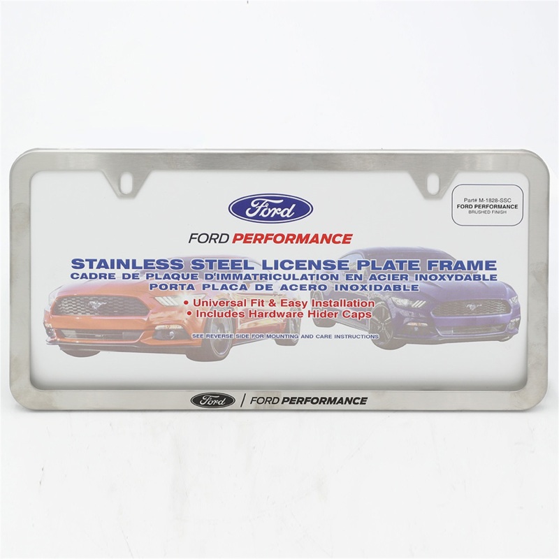 Ford Racing Slim License Plate Frame - Brushed Stainless Steel - M-1828-SSC