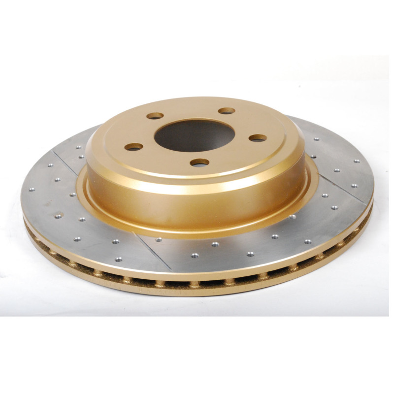 DBA 05-09 Chrysler 300 C Rear Gold Cross Drilled & Slotted KP Street Series Rotor - 2439X