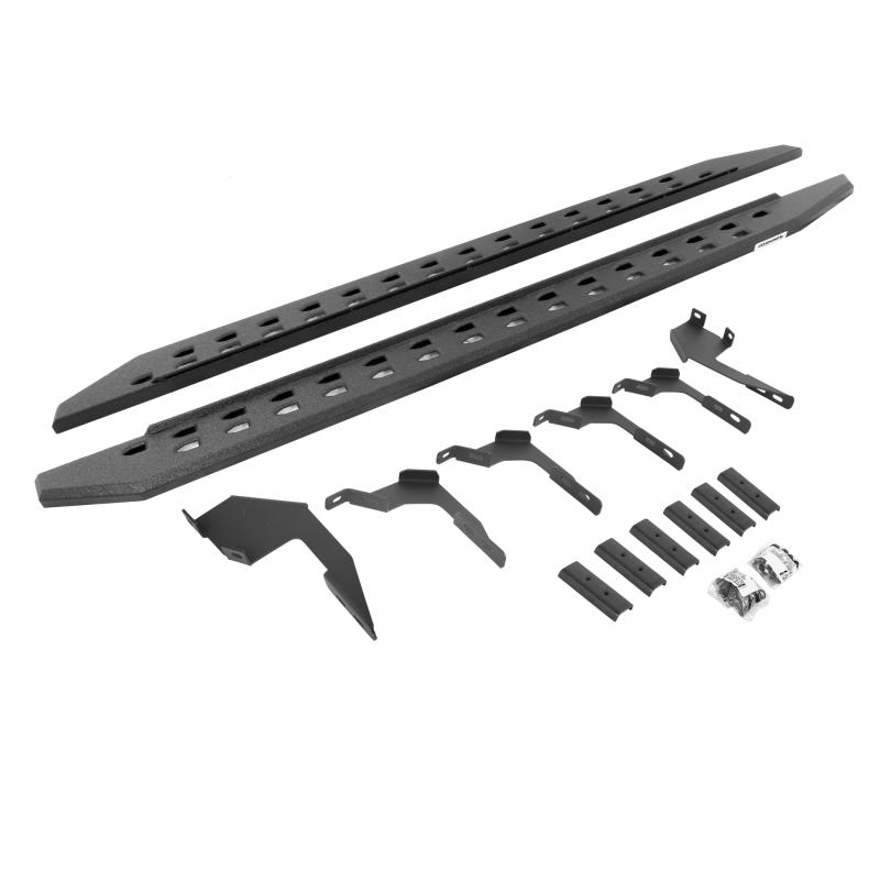 Go Rhino 19-22 Ford Ranger Crew Cab 4DR RB20 Slim Running Boards Kit (w/Brackets) - Bedliner Coating - 69036880ST