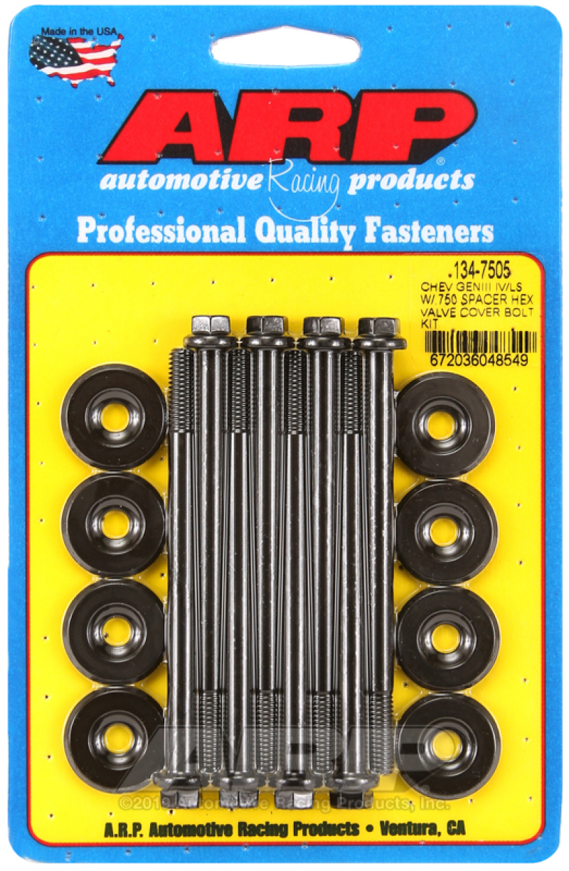 ARP Small Block Chevy GENIII/IV LS Series .750 Spacer Hex Valve Cover Bolt Kit - Black - 134-7505