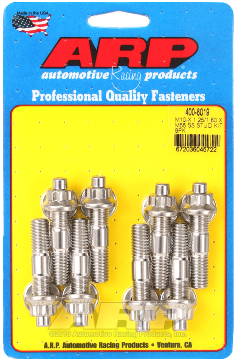 ARP M10 X 1.25/1.50 X M55 Stainless Steel Accessory Studs (8 pack) - 400-8019