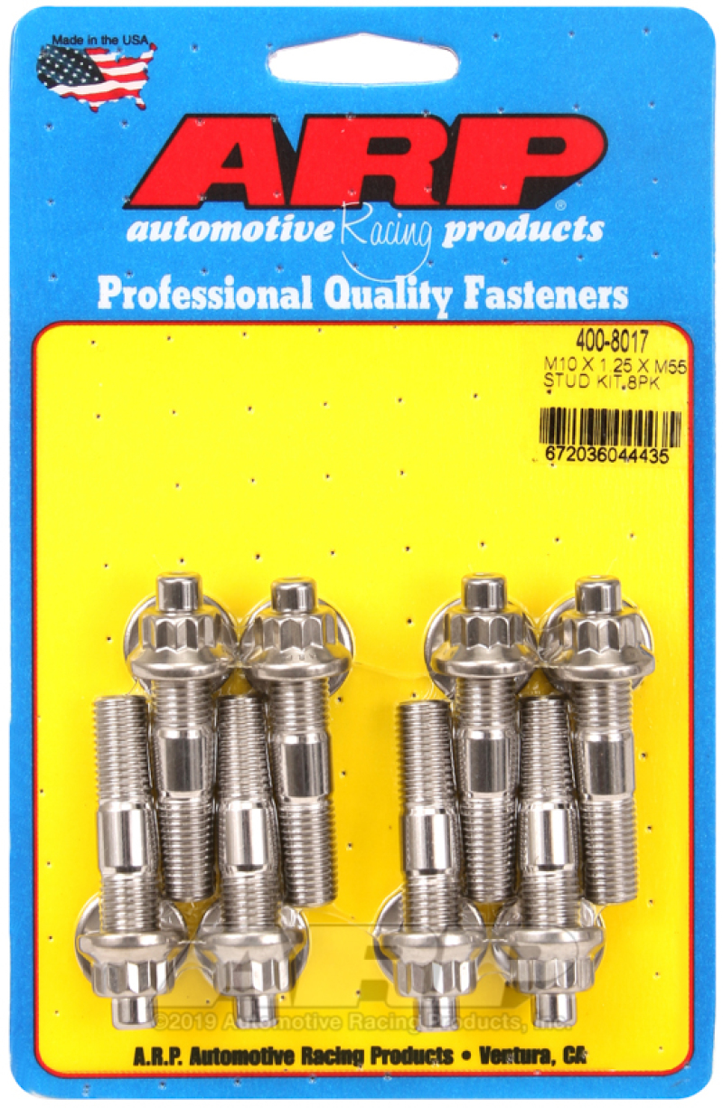 ARP Sport Compact M10 x 1.25 x 55mm Stainless Accessory Studs (8 pack) - 400-8017