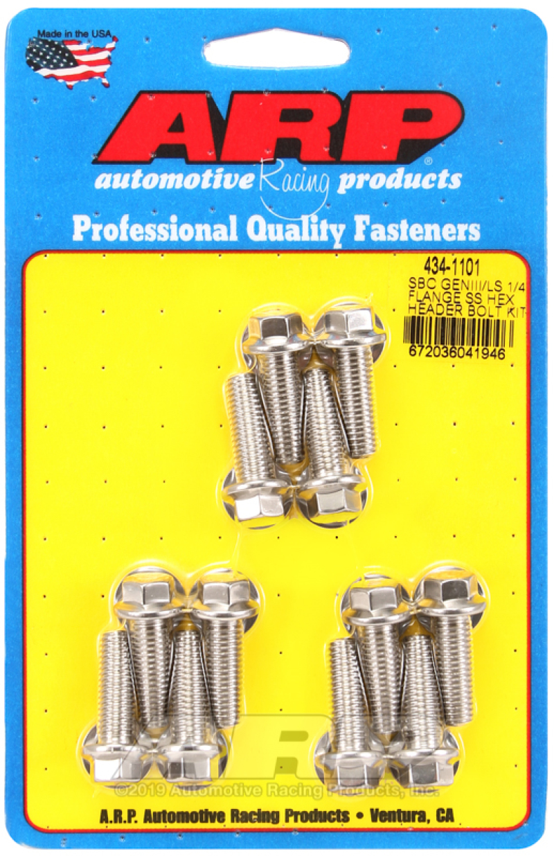 ARP SBC/GENIII LS 1/4 Flange SS Hex Header Bolt Kit - 434-1101