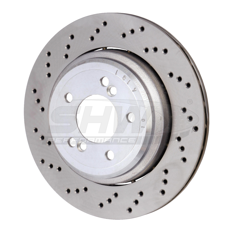 SHW 06-08 BMW Z4 3.2L Left Rear Cross-Drilled Lightweight Brake Rotor - BRL42833