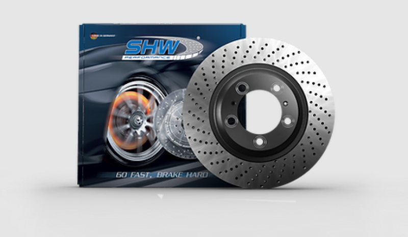 SHW 04-08 Porsche 911 GT3 3.6L w/o Ceramic Brakes Left Front Cross-Drilled Monobloc Brake Rotor - PFL32909