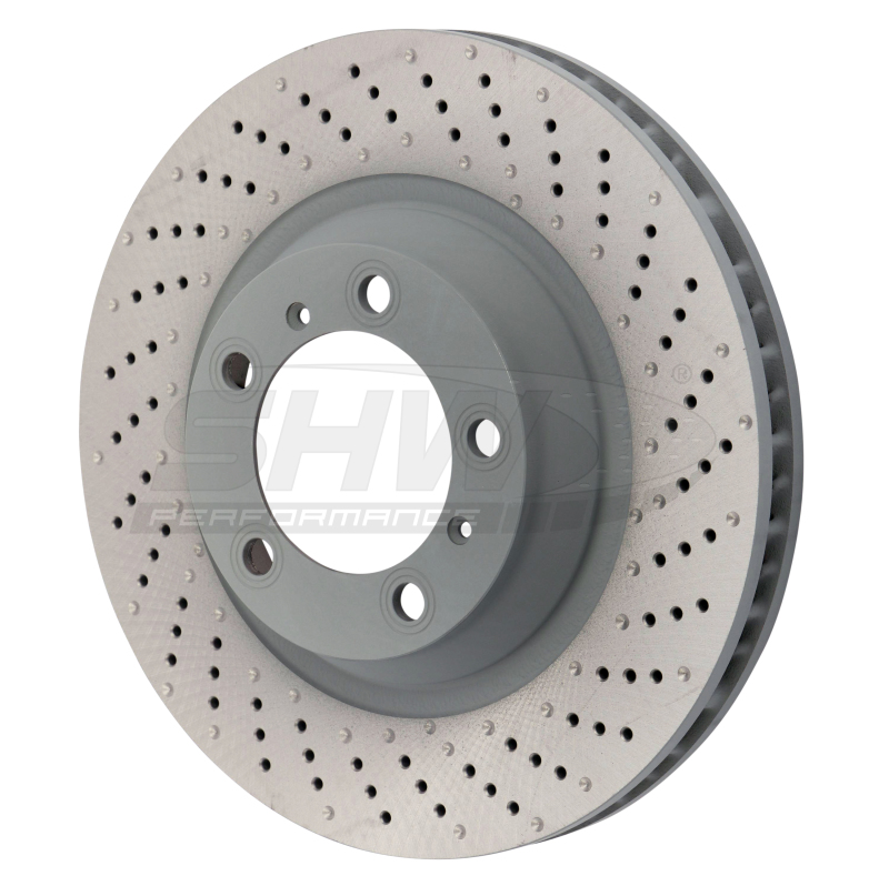 SHW 15-16 Porsche 911 Carrera 4 GTS 3.8L w/o Ceramic Brake Right Frt Drilled-Dimpled MB Brake Rotor - PFR39912