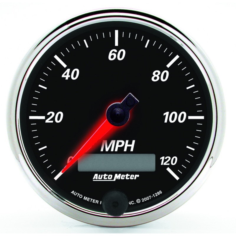 Autometer Designer Black II 3 3/8in 120 MPH In-Dash Speedo w/ LCD ODO - 1286