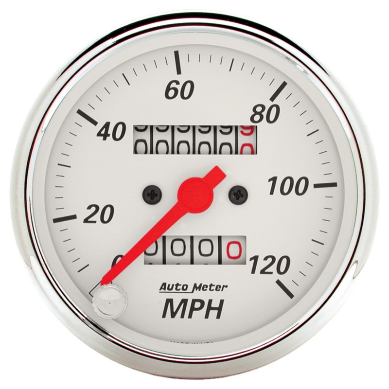 Autometer Arctic White 3-1/8in 0-120 MPH Mechanical Speedometer Gauge - 1396