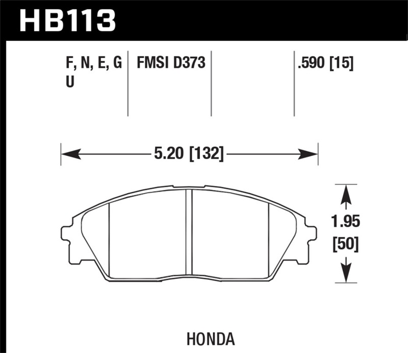 Hawk 90-91 Honda Civic 1.6L RT Front ER-1 Brake Pads - HB113D.590