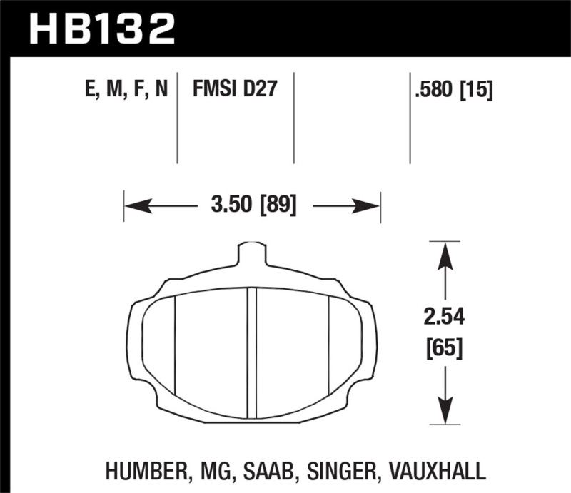 Hawk 62-81 MG MGB Front ER-1 Brake Pads - HB132D.580