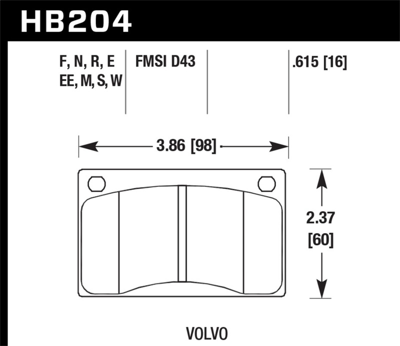 Hawk 90-93 Volvo 240 2.3L Base Front ER-1 Brake Pads - HB204D.615