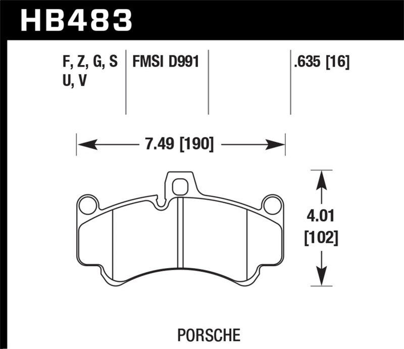Hawk 05-08 Porsche 911 3.6L Carrera Ceramic Composite Brakes Front ER-1 Brake Pads - HB483D.635