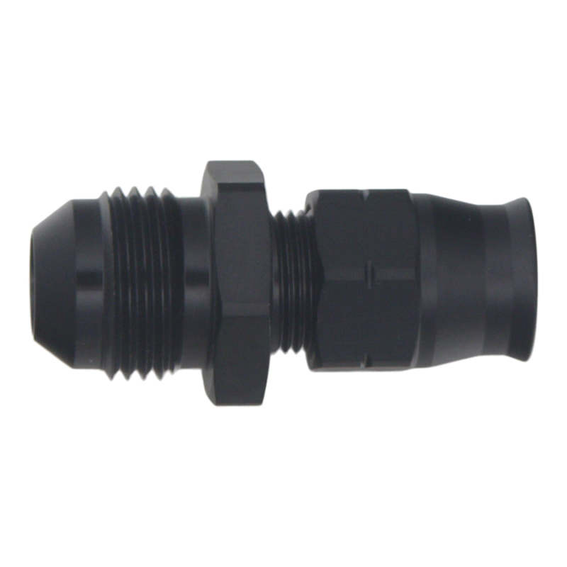 DeatschWerks 8AN Male Flare to 3/8in Hardline Compression Adapter - Anodized Matte Black - 6-02-0110-B