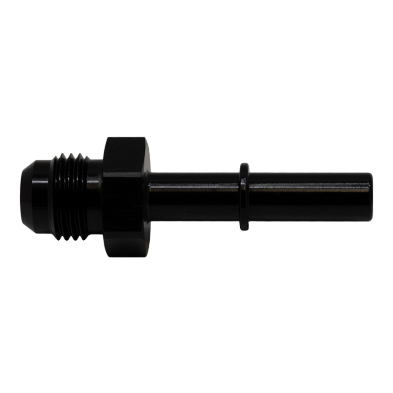 DeatschWerks 6AN Male Flare to 5/16in Male EFI Quick Connect Adapter - Anodized Matte Black - 6-02-0112-B