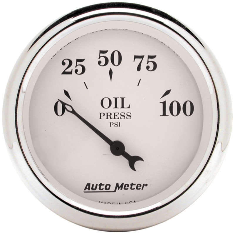 Auto Meter 2-1/16in 100PSI Electronic Oil Pressure Old Tyme White Gauge - 1628