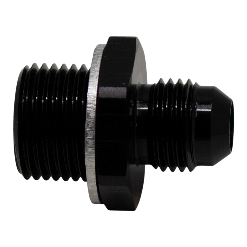 DeatschWerks 6AN Male Flare to M18 X 1.5 Male Metric Adapter (Incl Washer) - Anodized Matte Black - 6-02-0616-B