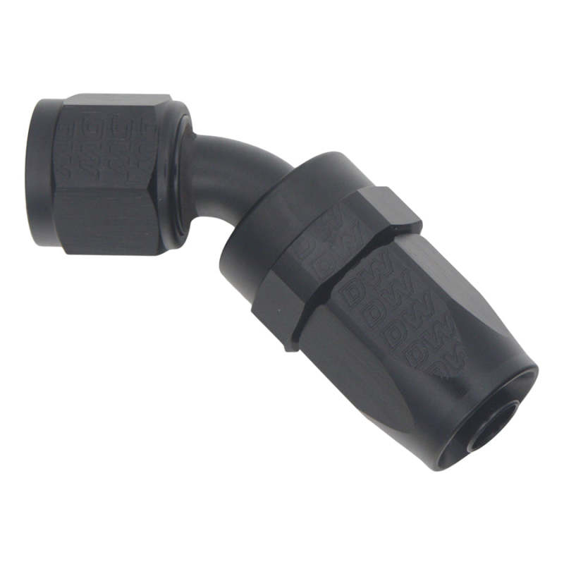 DeatschWerks 8AN Female Swivel 45-Degree Hose End CPE - Anodized Matte Black - 6-02-0806-B