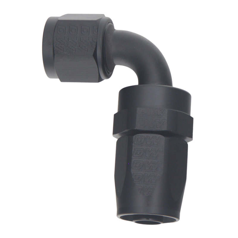 DeatschWerks 8AN Female Swivel 90-Degree Hose End CPE - Anodized Matte Black - 6-02-0807-B