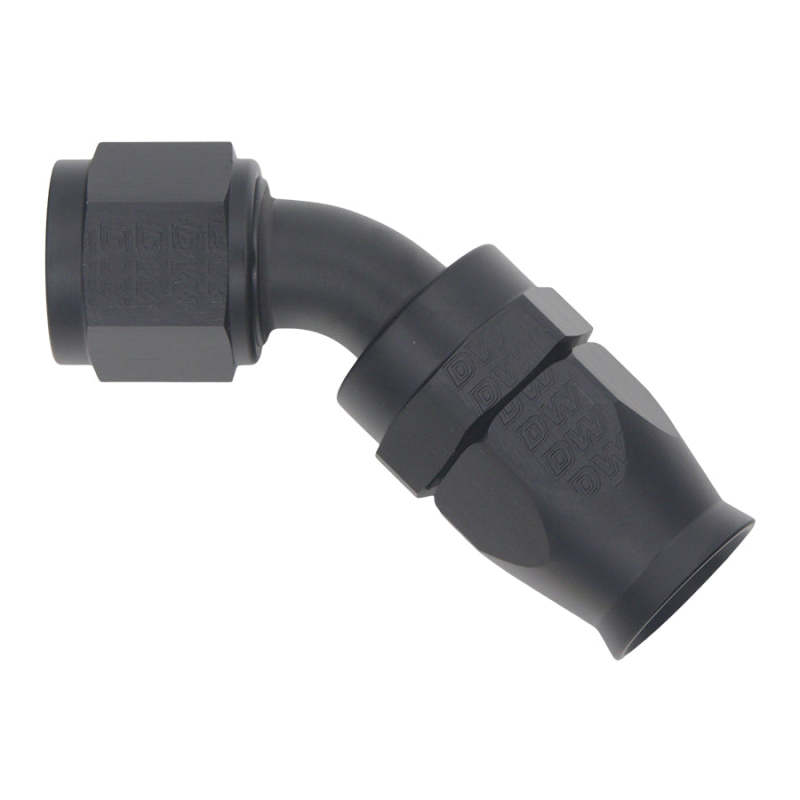 DeatschWerks 10AN Female Swivel 45-Degree Hose End PTFE (Incl Olive Insert) - Anodized Matte Black - 6-02-0859-B