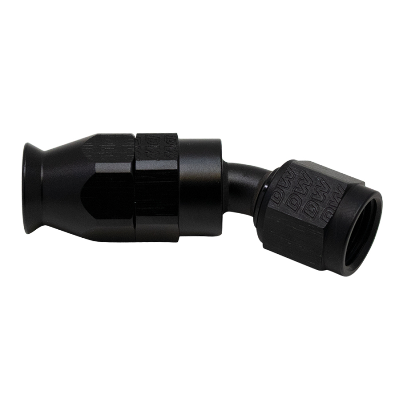 DeatschWerks 6 AN Female Flare Swivel 30-Degree Hose End PTFE - Anodized Matte Black - 6-02-0870-B