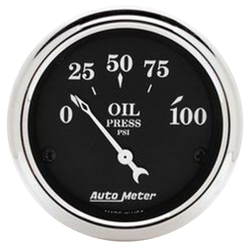 Autometer 2 1/16in 100PSI Old Tyme Black Electric Oil Pressure Gauge - 1727