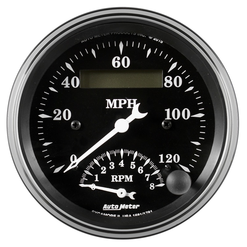 Auto Meter Gauge Tach/Speedo 3 3/8in 120mph & 8k RPM Elec. Program. Old Tyme Blk - 1781
