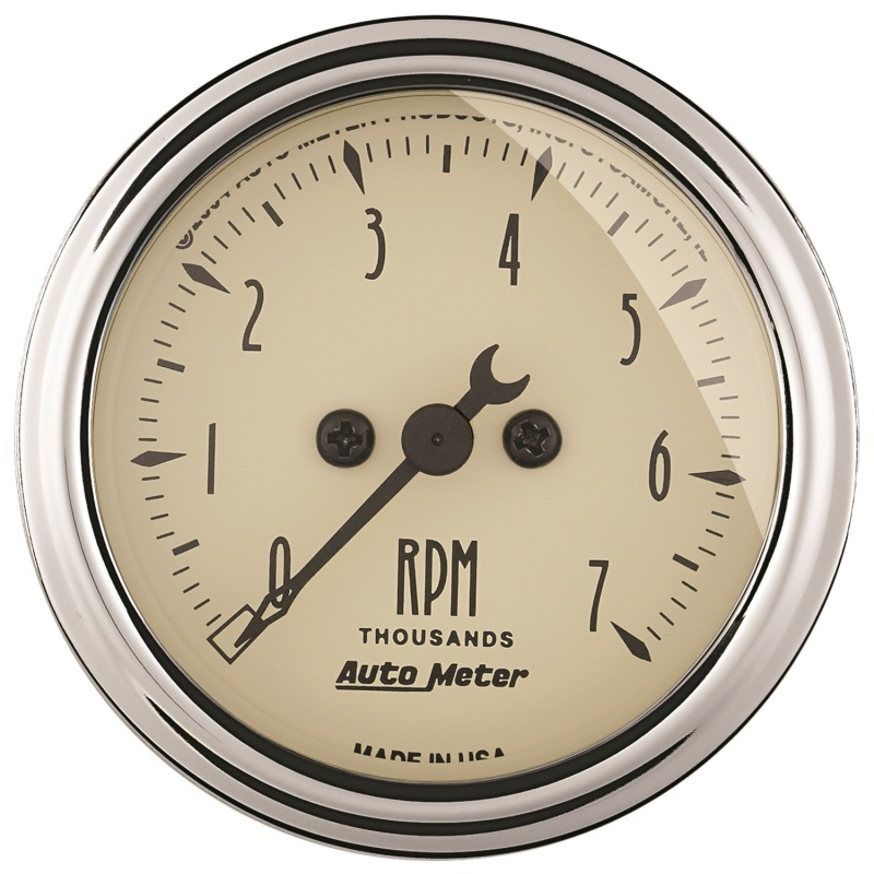 Autometer 2-1/16in Antique Beige In-Dash 7K RPM Tachometer Gauge - 1897