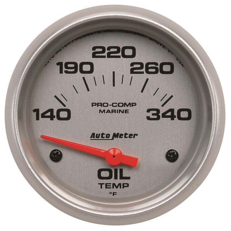 Autometer Marine Silver Ultra Lite Electric Oil Temperature Gauge 2-5/8in 140-300 Deg F - 200765-33