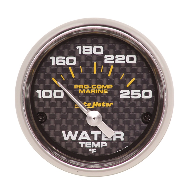 Autometer Marine Carbon Fiber Ultra-Lite 2-1/16in 100-250 Degrees Electric Water Temperature Gauge - 200762-40