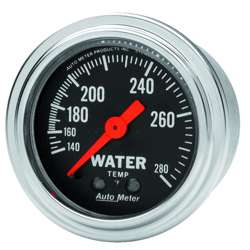 Autometer Traditional Chrome Mechanical Water Temperature 2 1/16in 140-280 F Gauge - 2431