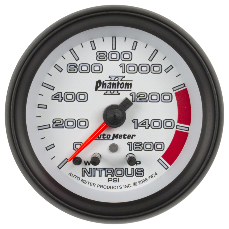 Autometer Phantom II Nitrous Pressure 2 5/8in 1600 psi Stepper Motor Gauge with Peak and Warning - 7874