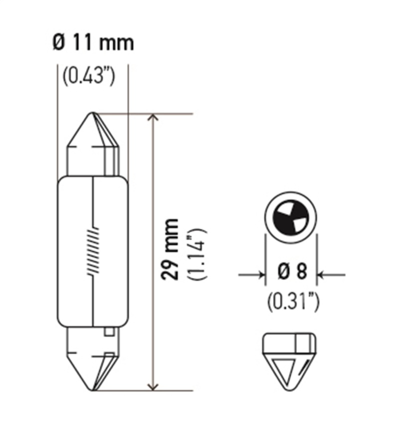 Hella Bulb 6430 24V 3W SV7-8 T2.5 8x29mm - 6430