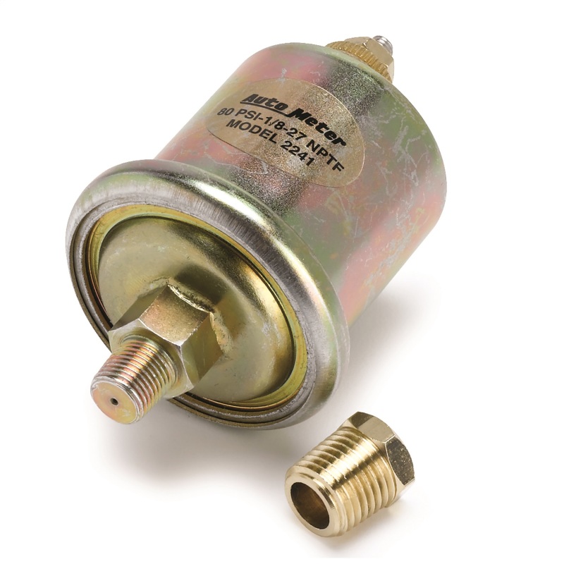 Autometer Oil Pressure Sensor 0-80PSI 1/8in NPT Male For Short Sweet Elec. - 2241
