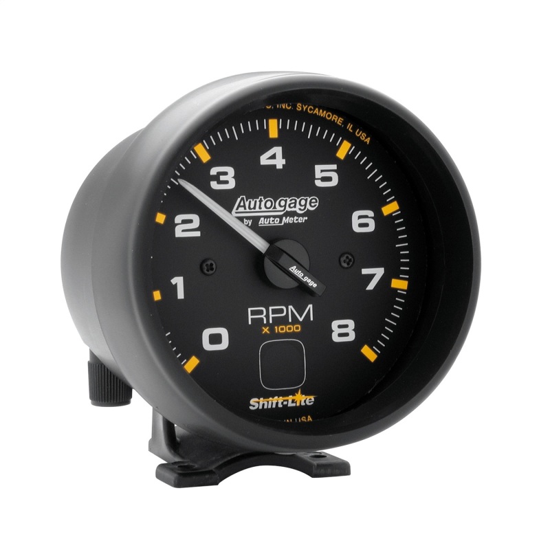 Autometer AutoGage 3-3/4in Pedestal Tachometer 0-8000 RPM Black/Black w/ Shift Light - 2302