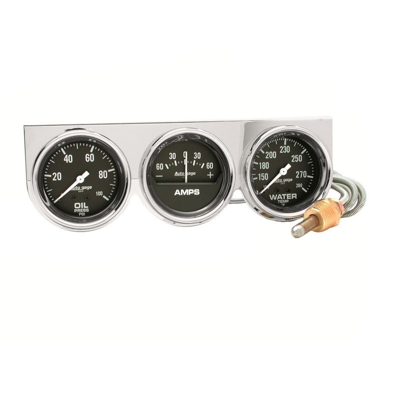 Autometer AutoGage 2-5/8in 0-100 PSI Oil Press/ 60 Amp / 130-280 Deg Water Temp - 2395