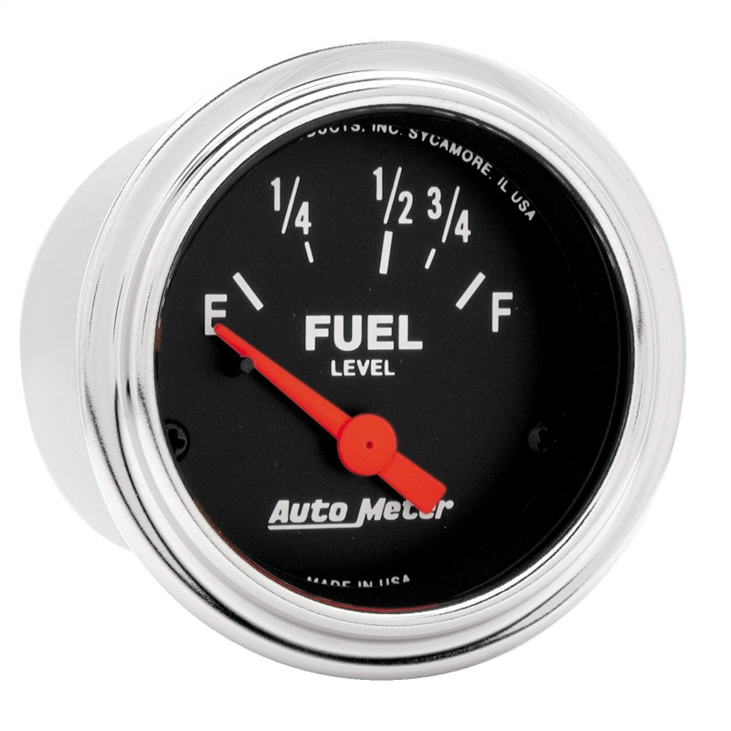 Autometer Traditional Chrome 52mm Short Sweep Electrical Fuel Level Gauge - 2515